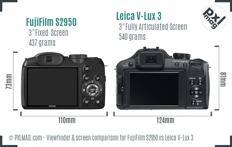 FujiFilm S2950 vs Leica V-Lux 3 Screen and Viewfinder comparison