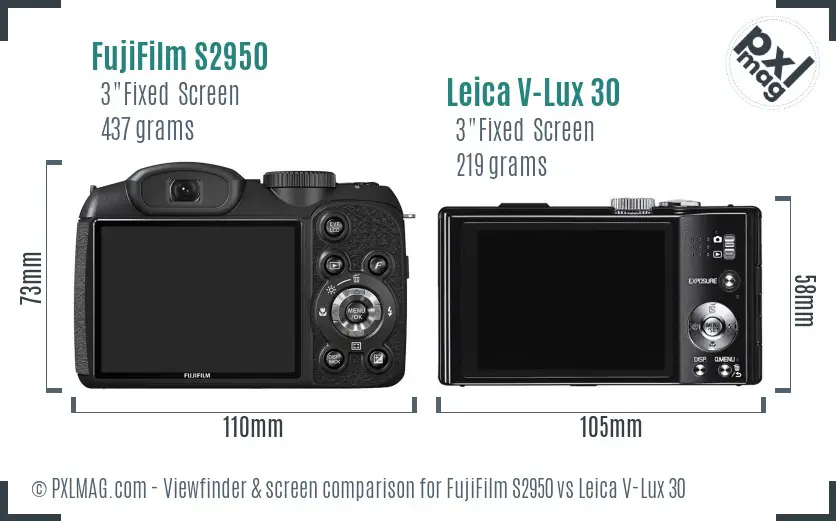 FujiFilm S2950 vs Leica V-Lux 30 Screen and Viewfinder comparison