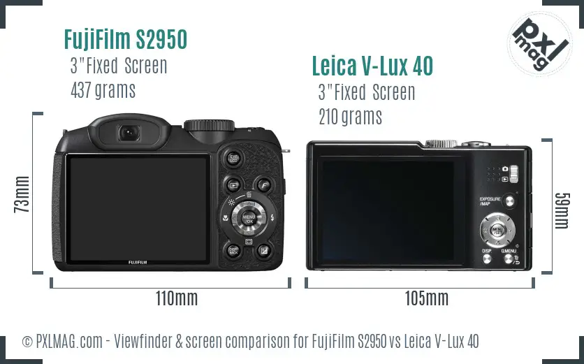 FujiFilm S2950 vs Leica V-Lux 40 Screen and Viewfinder comparison