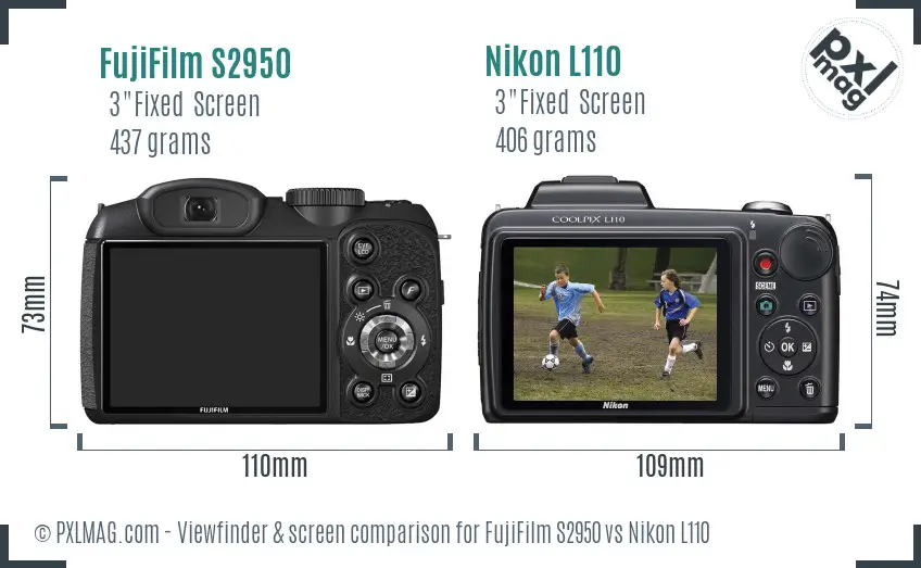 FujiFilm S2950 vs Nikon L110 Screen and Viewfinder comparison FujiFilm S2950 vs Nikon L110 Screen and Viewfinder comparison