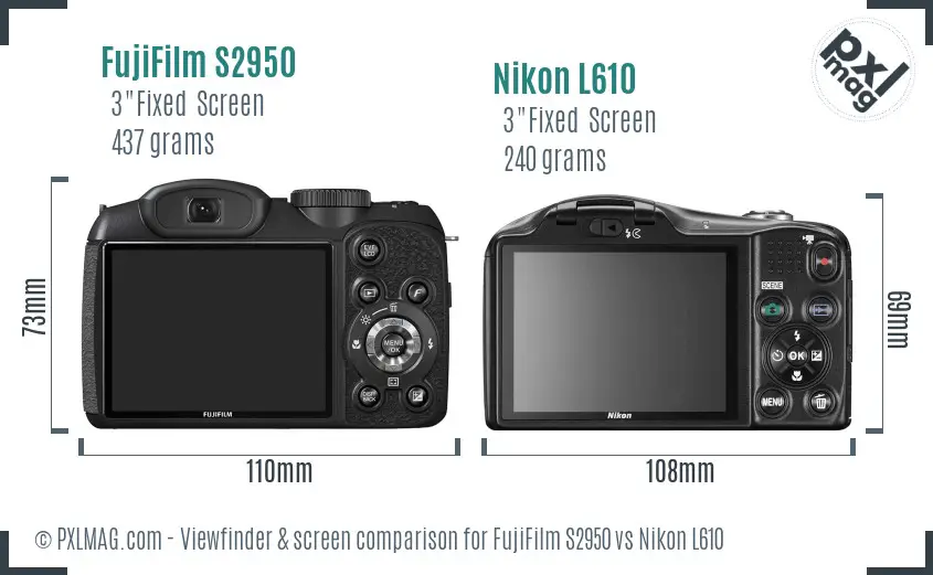 FujiFilm S2950 vs Nikon L610 Screen and Viewfinder comparison FujiFilm S2950 vs Nikon L610 Screen and Viewfinder comparison