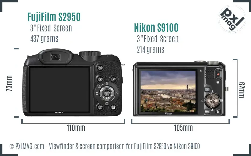 FujiFilm S2950 vs Nikon S9100 Screen and Viewfinder comparison FujiFilm S2950 vs Nikon S9100 Screen and Viewfinder comparison