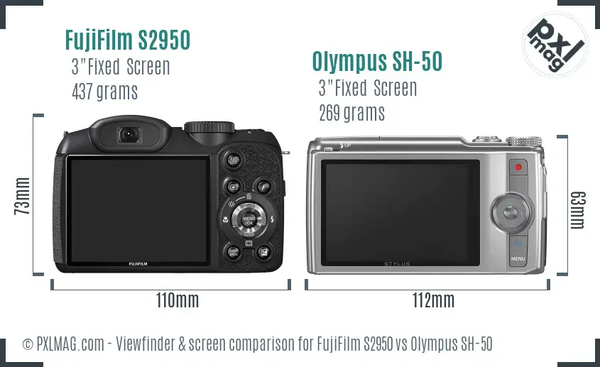FujiFilm S2950 vs Olympus SH-50 Screen and Viewfinder comparison FujiFilm S2950 vs Olympus SH-50 Screen and Viewfinder comparison