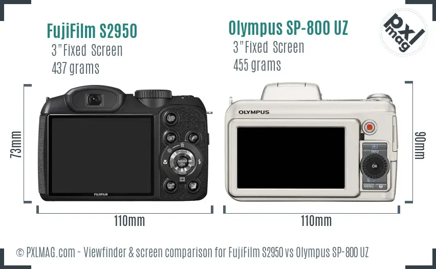 FujiFilm S2950 vs Olympus SP-800 UZ Screen and Viewfinder comparison FujiFilm S2950 vs Olympus SP-800 UZ Screen and Viewfinder comparison