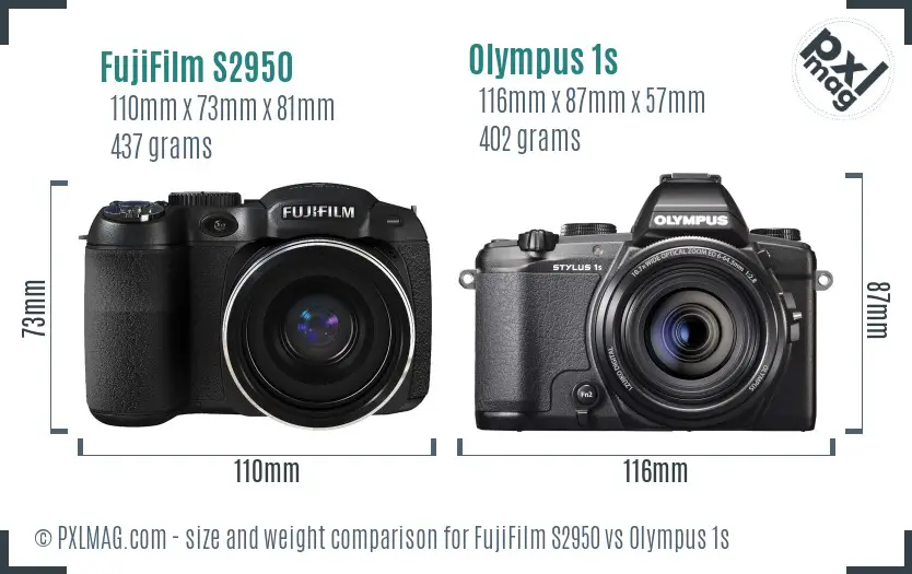 FujiFilm S2950 vs Olympus 1s size comparison