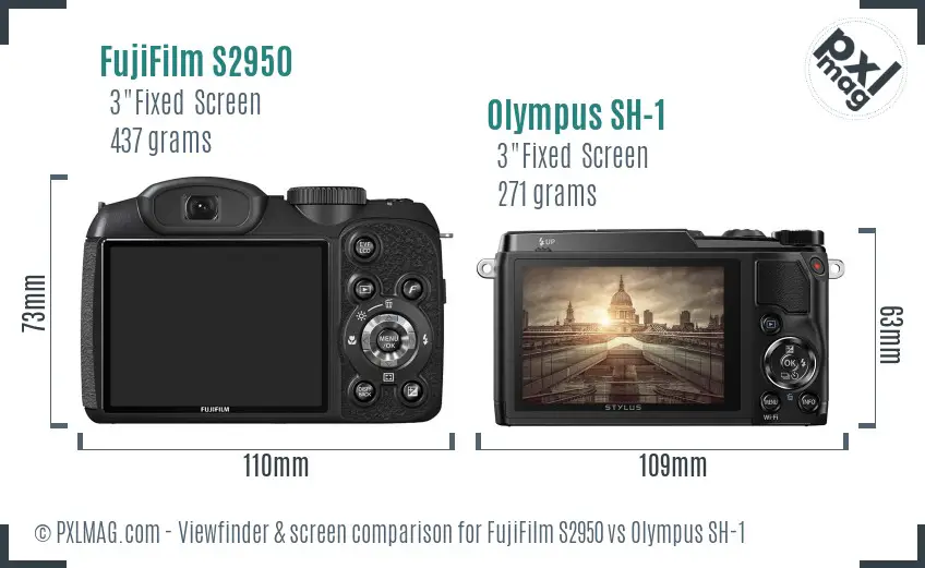 FujiFilm S2950 vs Olympus SH-1 Screen and Viewfinder comparison