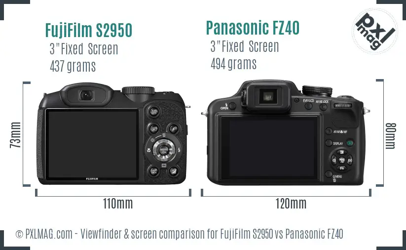 FujiFilm S2950 vs Panasonic FZ40 Screen and Viewfinder comparison FujiFilm S2950 vs Panasonic FZ40 Screen and Viewfinder comparison