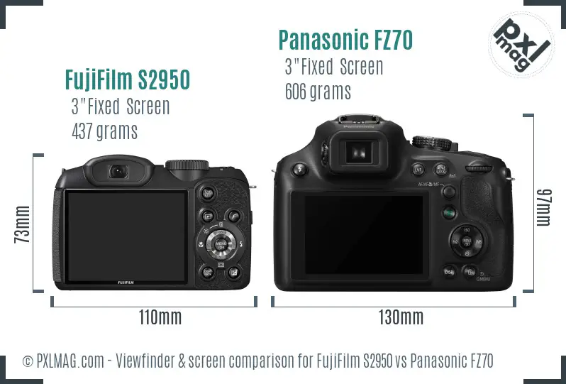 FujiFilm S2950 vs Panasonic FZ70 Screen and Viewfinder comparison