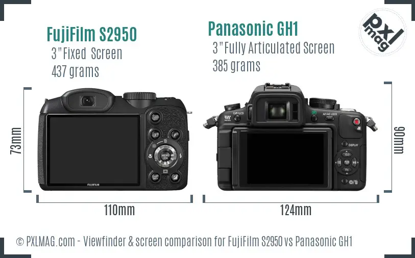 FujiFilm S2950 vs Panasonic GH1 Screen and Viewfinder comparison