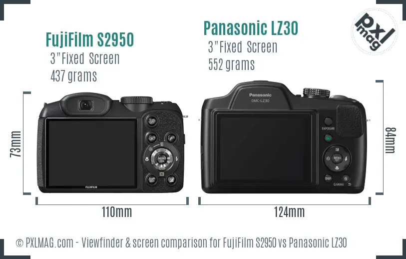 FujiFilm S2950 vs Panasonic LZ30 Screen and Viewfinder comparison
