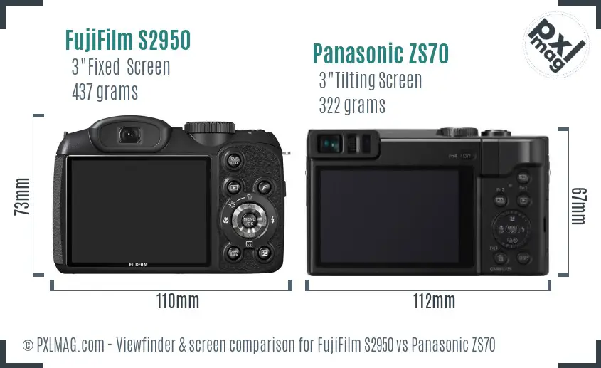 FujiFilm S2950 vs Panasonic ZS70 Screen and Viewfinder comparison