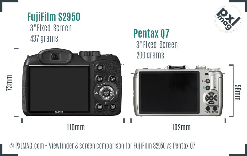 FujiFilm S2950 vs Pentax Q7 Screen and Viewfinder comparison