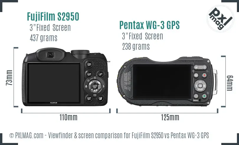 FujiFilm S2950 vs Pentax WG-3 GPS Screen and Viewfinder comparison FujiFilm S2950 vs Pentax WG-3 GPS Screen and Viewfinder comparison
