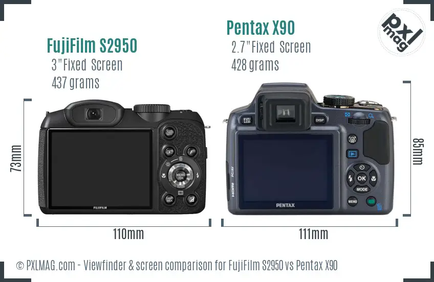 FujiFilm S2950 vs Pentax X90 Screen and Viewfinder comparison FujiFilm S2950 vs Pentax X90 Screen and Viewfinder comparison