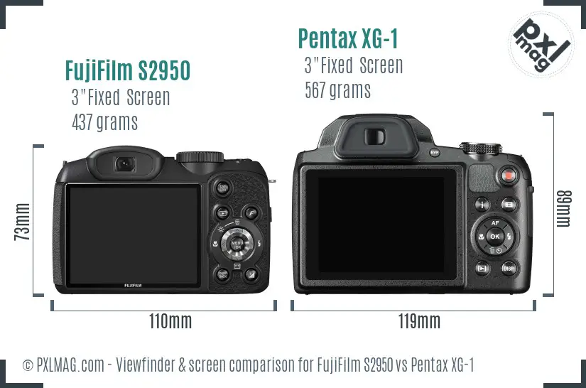 FujiFilm S2950 vs Pentax XG-1 Screen and Viewfinder comparison