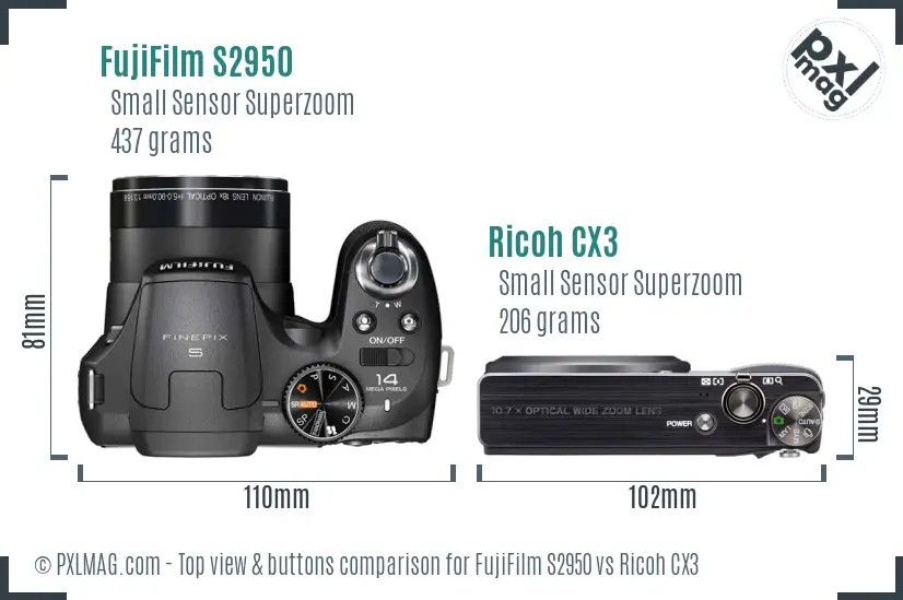 Top view design and control layout comparison