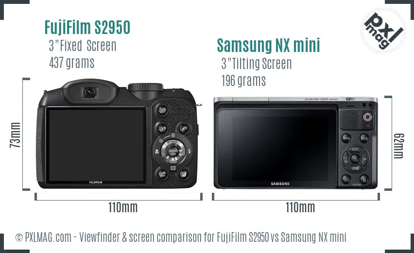 FujiFilm S2950 vs Samsung NX mini Screen and Viewfinder comparison FujiFilm S2950 vs Samsung NX mini Screen and Viewfinder comparison