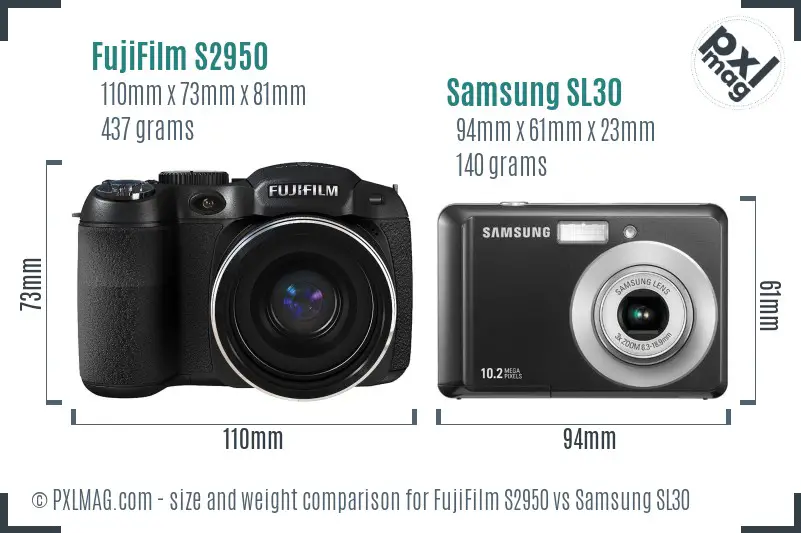 FujiFilm S2950 vs Samsung SL30 size comparison