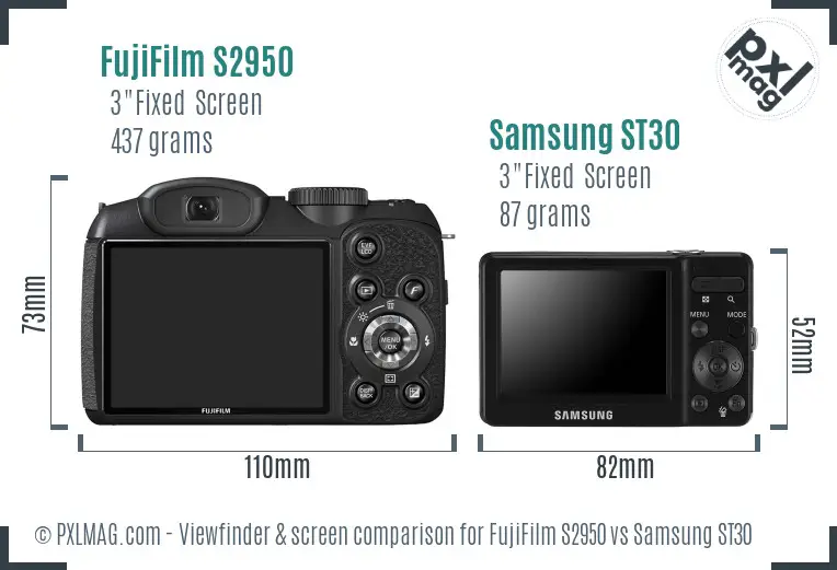 FujiFilm S2950 vs Samsung ST30 Screen and Viewfinder comparison FujiFilm S2950 vs Samsung ST30 Screen and Viewfinder comparison
