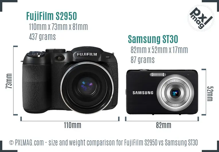 FujiFilm S2950 vs Samsung ST30 size comparison FujiFilm S2950 vs Samsung ST30 size comparison
