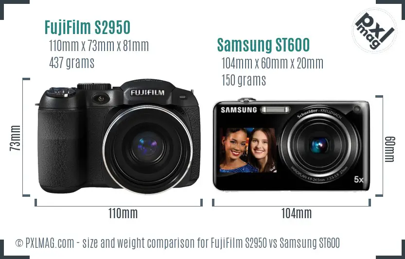 FujiFilm S2950 vs Samsung ST600 size comparison