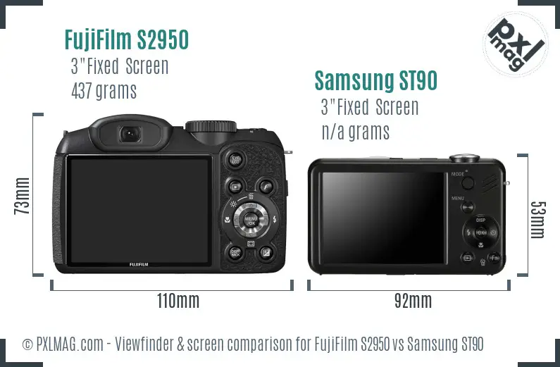 FujiFilm S2950 vs Samsung ST90 Screen and Viewfinder comparison FujiFilm S2950 vs Samsung ST90 Screen and Viewfinder comparison