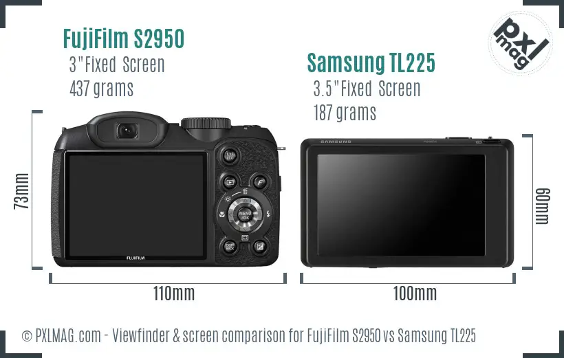 FujiFilm S2950 vs Samsung TL225 Screen and Viewfinder comparison FujiFilm S2950 vs Samsung TL225 Screen and Viewfinder comparison