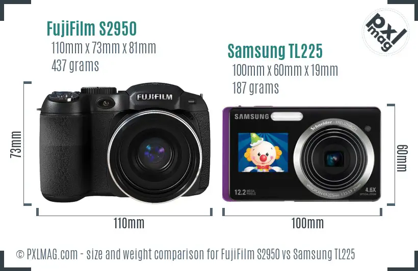 FujiFilm S2950 vs Samsung TL225 size comparison FujiFilm S2950 vs Samsung TL225 size comparison