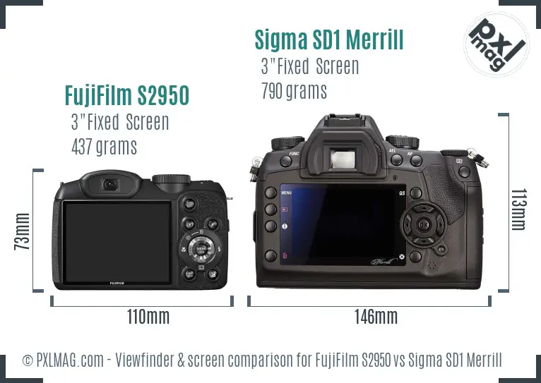 FujiFilm S2950 vs Sigma SD1 Merrill Screen and Viewfinder comparison