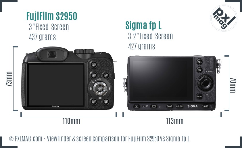 FujiFilm S2950 vs Sigma fp L Screen and Viewfinder comparison