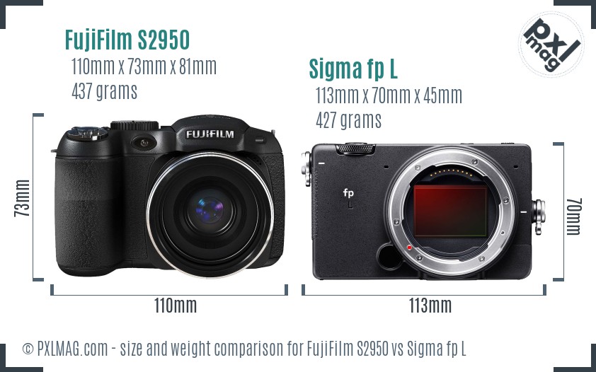 FujiFilm S2950 vs Sigma fp L size comparison