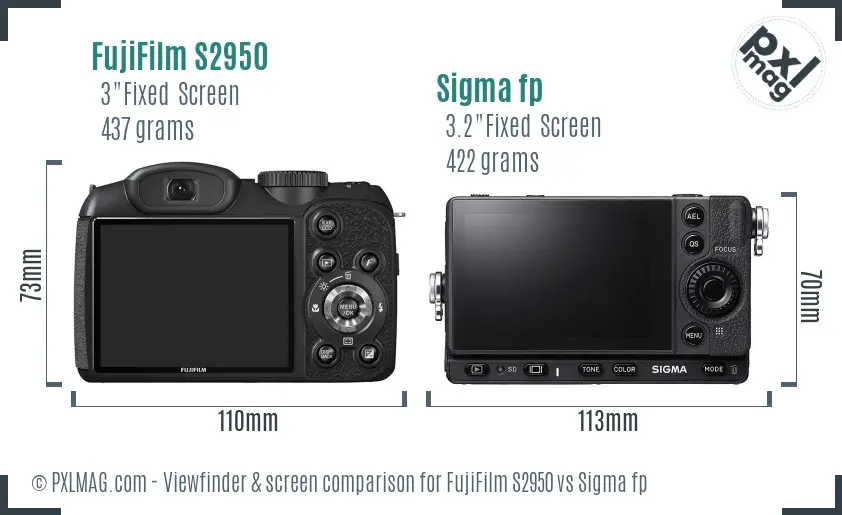 FujiFilm S2950 vs Sigma fp Screen and Viewfinder comparison FujiFilm S2950 vs Sigma fp Screen and Viewfinder comparison