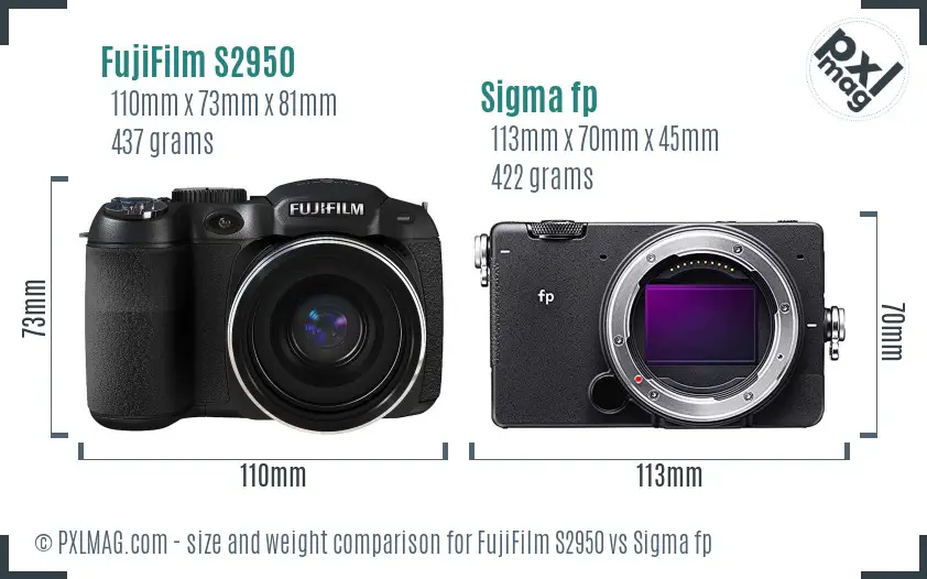 FujiFilm S2950 vs Sigma fp size comparison FujiFilm S2950 vs Sigma fp size comparison
