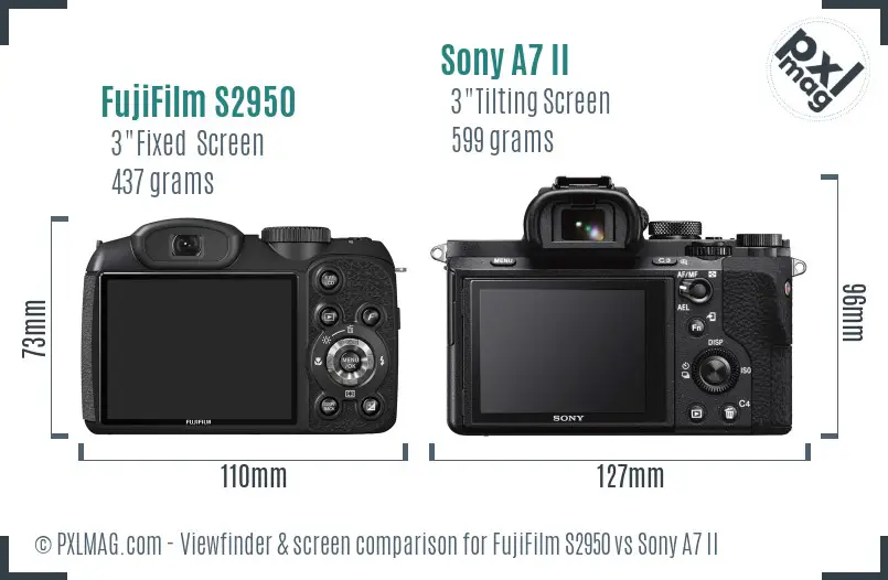 FujiFilm S2950 vs Sony A7 II Screen and Viewfinder comparison