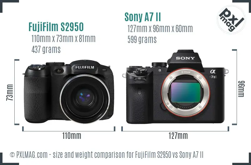 FujiFilm S2950 vs Sony A7 II size comparison