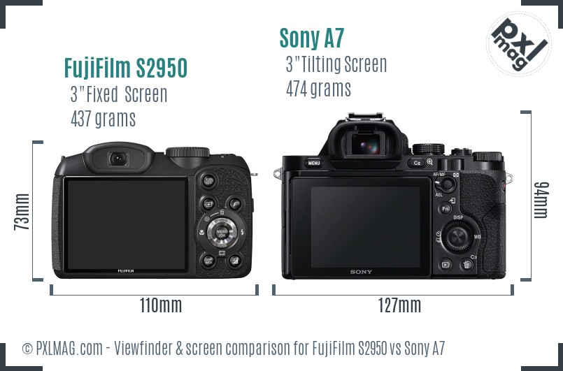 FujiFilm S2950 vs Sony A7 Screen and Viewfinder comparison