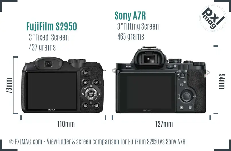 FujiFilm S2950 vs Sony A7R Screen and Viewfinder comparison