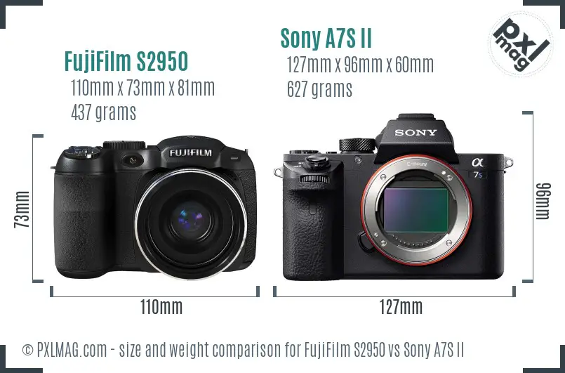 FujiFilm S2950 vs Sony A7S II size comparison FujiFilm S2950 vs Sony A7S II size comparison