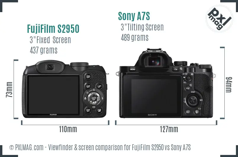FujiFilm S2950 vs Sony A7S Screen and Viewfinder comparison