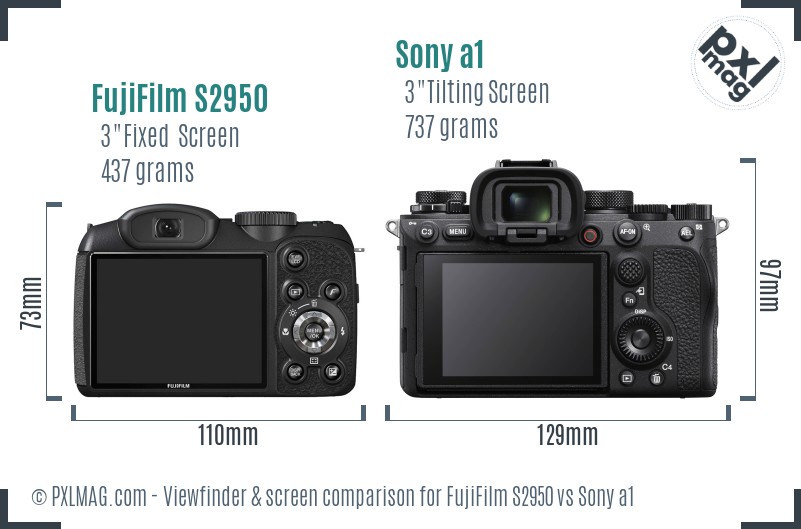 FujiFilm S2950 vs Sony a1 Screen and Viewfinder comparison