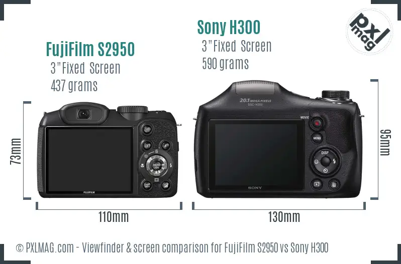 FujiFilm S2950 vs Sony H300 Screen and Viewfinder comparison