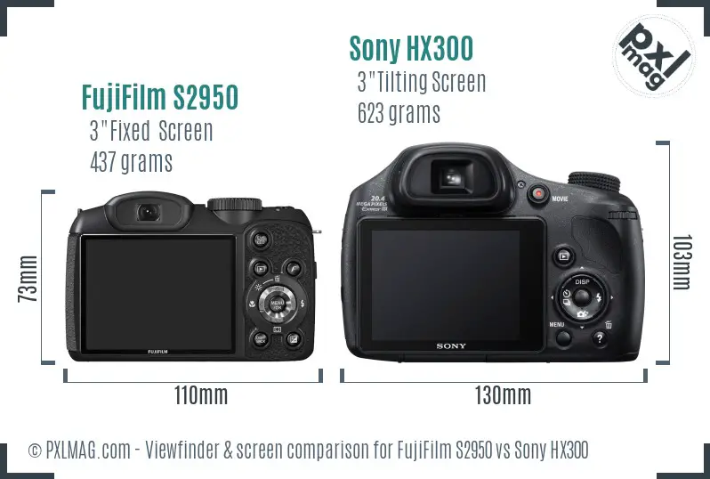 FujiFilm S2950 vs Sony HX300 Screen and Viewfinder comparison