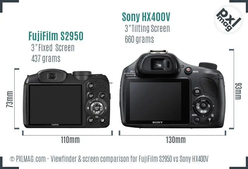 FujiFilm S2950 vs Sony HX400V Screen and Viewfinder comparison