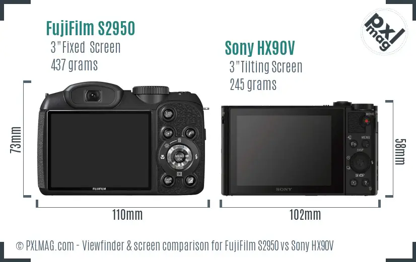 FujiFilm S2950 vs Sony HX90V Screen and Viewfinder comparison