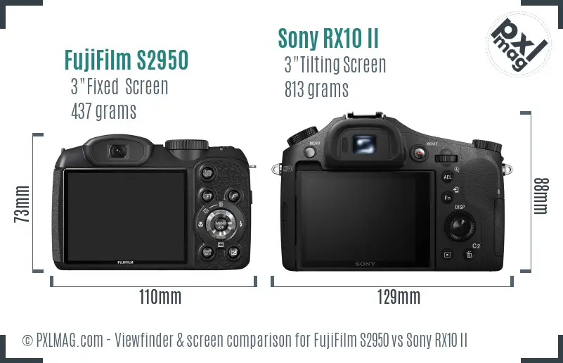 FujiFilm S2950 vs Sony RX10 II Screen and Viewfinder comparison