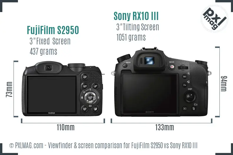 FujiFilm S2950 vs Sony RX10 III Screen and Viewfinder comparison