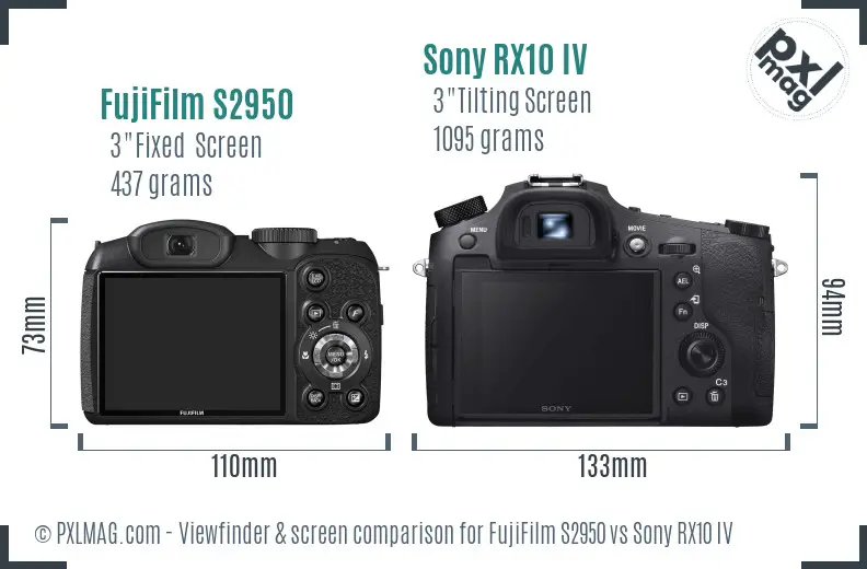 FujiFilm S2950 vs Sony RX10 IV Screen and Viewfinder comparison