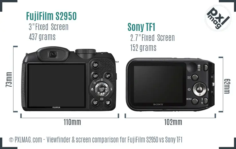 FujiFilm S2950 vs Sony TF1 Screen and Viewfinder comparison