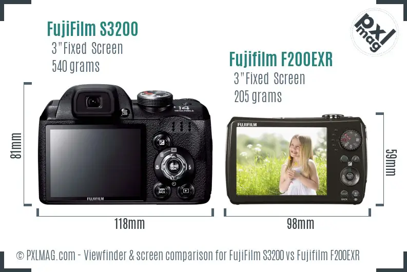 FujiFilm S3200 vs Fujifilm F200EXR Screen and Viewfinder comparison FujiFilm S3200 vs Fujifilm F200EXR Screen and Viewfinder comparison