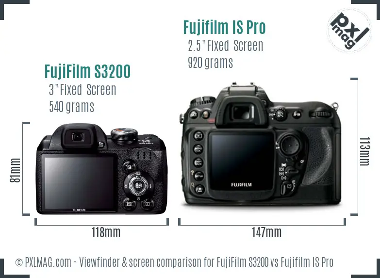FujiFilm S3200 vs Fujifilm IS Pro Screen and Viewfinder comparison FujiFilm S3200 vs Fujifilm IS Pro Screen and Viewfinder comparison